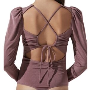 ASTR Multi Back Cutout Bodysuit Dusty Rose Large